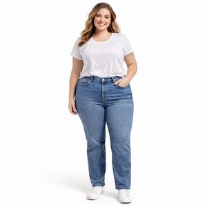EVERLANE The Curvy Cheeky Jean Sz 34R Blue Denim Cotton Stretch Tapered Casual